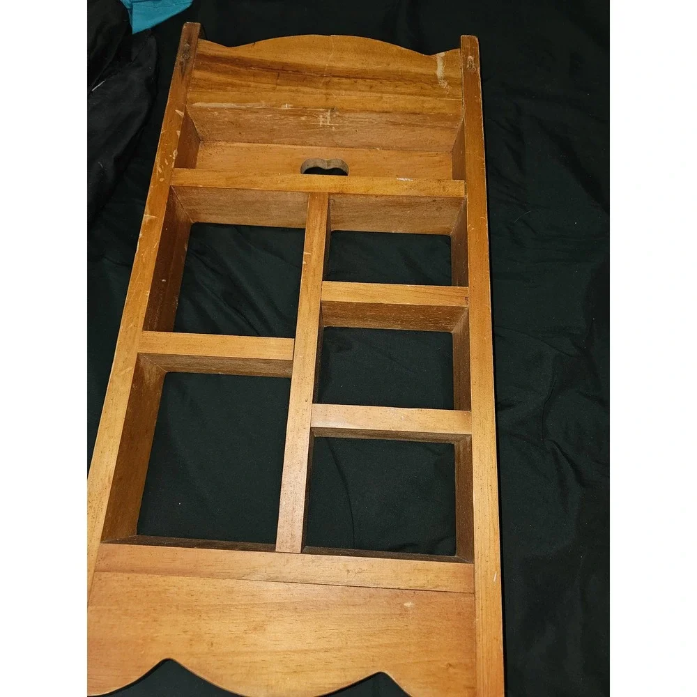 Vintage Wooden Wall Shelf Heart Cutout Country Farmhouse Shadow Box Cubby 24in